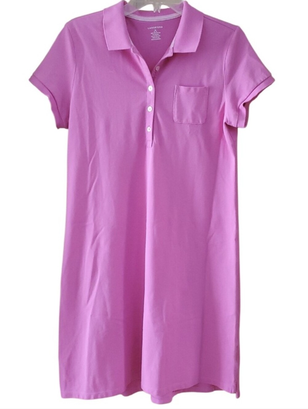 Lands' End Pink Polo Shirt Dress with Chest Pocket Size Medium